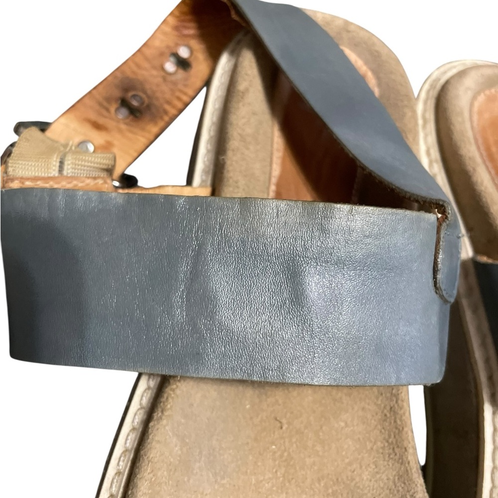 Aquatalia Ash Blue Leather Ankle Strap Wedge Sandal Women's Size 9‎ Comfortable - Picture 6 of 16
